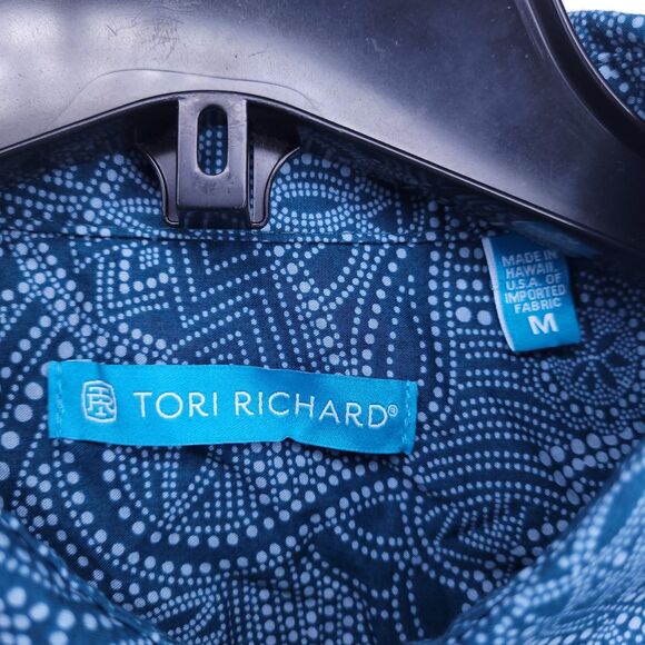 Tori Richard Hawaiian Shirt Mens Medium Blue Paisley AOP - Picture 9 of 11